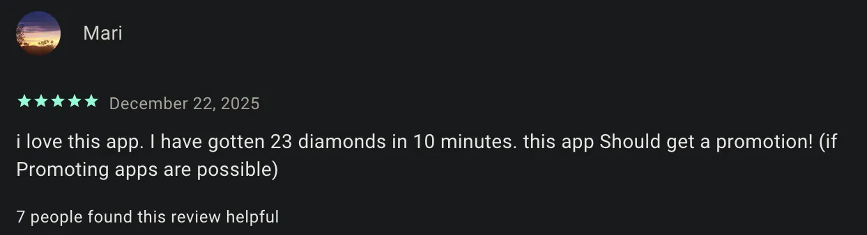 Google Play review by Mari - 5 stars