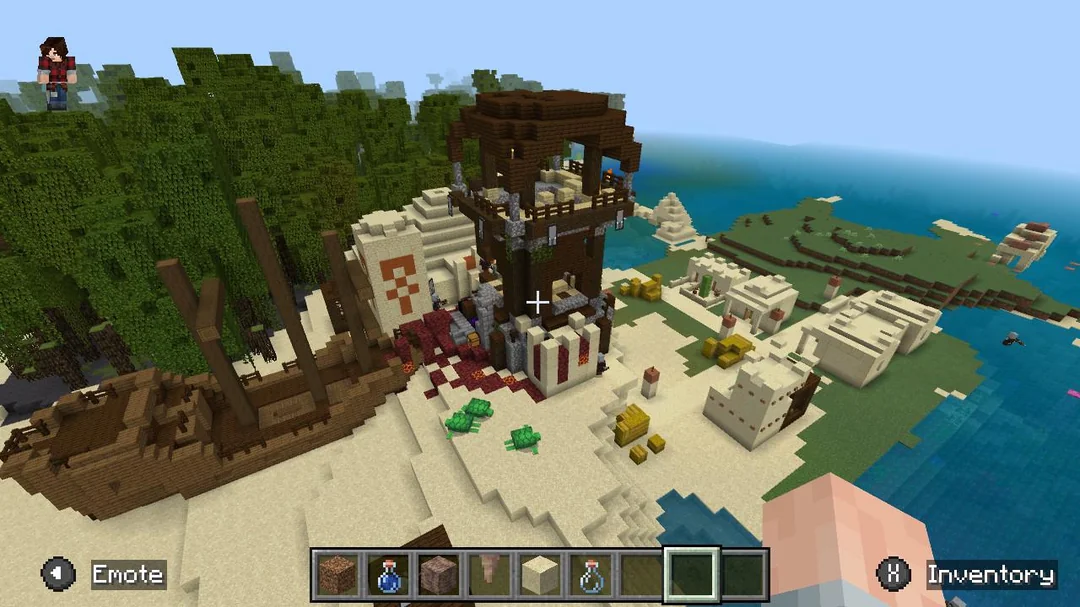 used the structure finder and found 3 villages, a pillager outpost AND a desert temple all next to each other wtf
